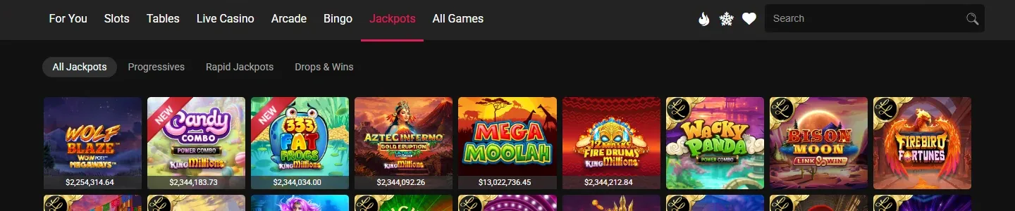 King Millions jackpot games in a casino lobby
