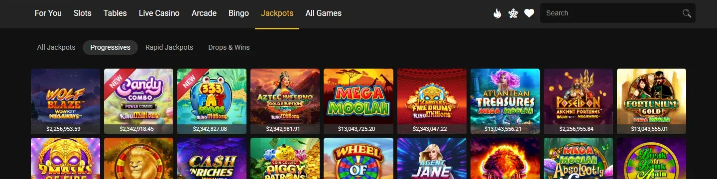 WowPot jackpot games in a casino lobby